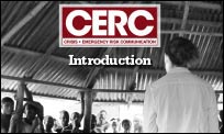 A group of people in an African village learning CERC from a CDC trainer