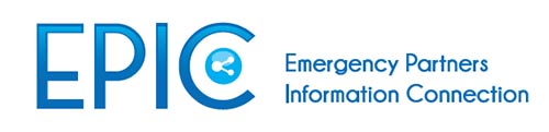 Stylized words 'Emergency Partners Information Connection'